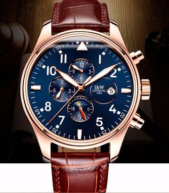 Чоловічий класичний механічний годинник Carnival Grand Brown 8701