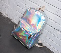 Дитячий лаковий голограмний рюкзак, блискучий рюкзачок, що відображає, для дівчаток рожевий сріблястий синій Сріблястий